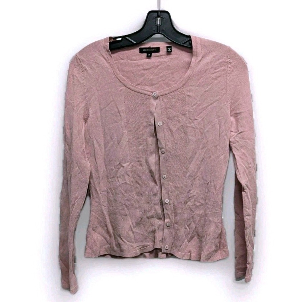 Coquette BCBG Max Azria Pink Button Front Cardigan Balletcore Quiet Luxury M